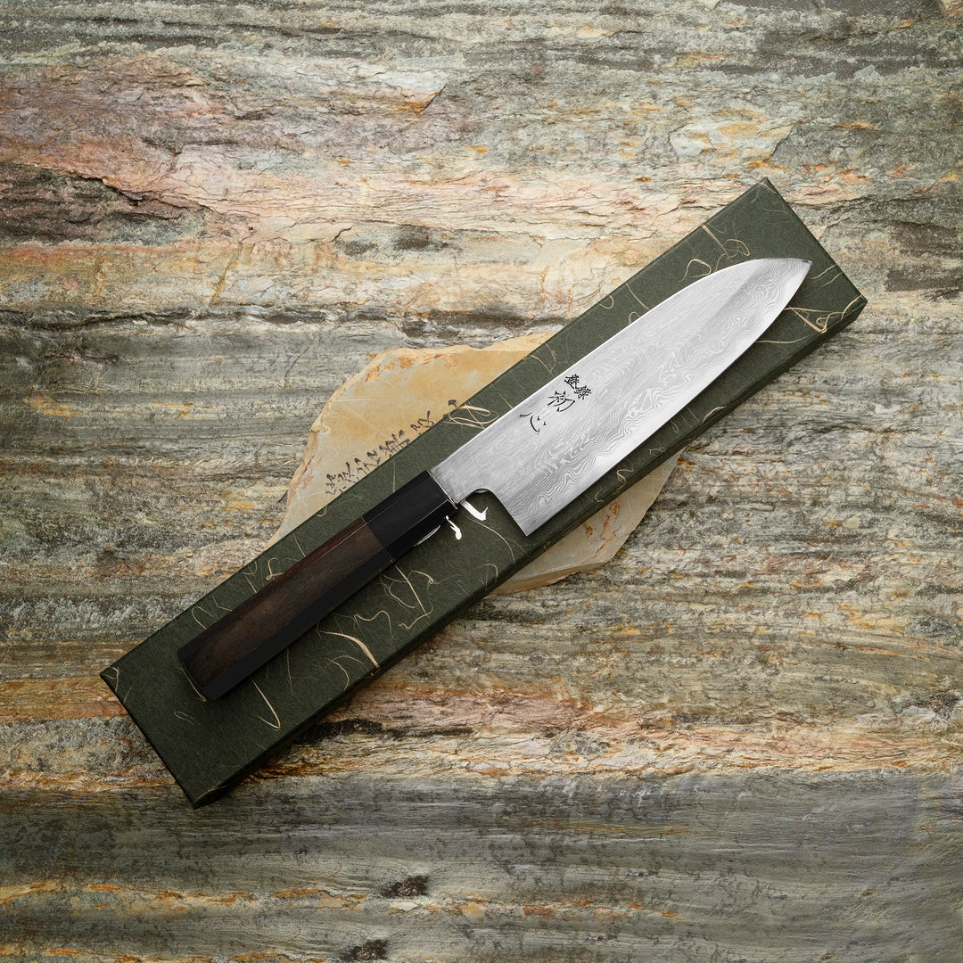 Santoku 17 cm Satoshi Nakagawa Damascus Aogami#1/Iron