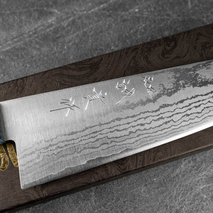 Santoku 16,5 cm Shigeki Tanaka Blue Damascus VG-10