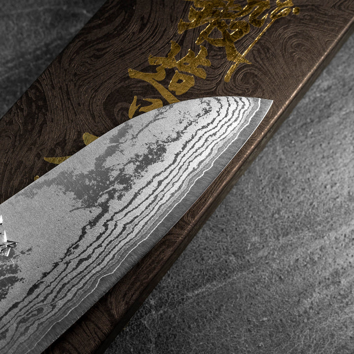 Santoku 16,5 cm Shigeki Tanaka Blue Damascus VG-10