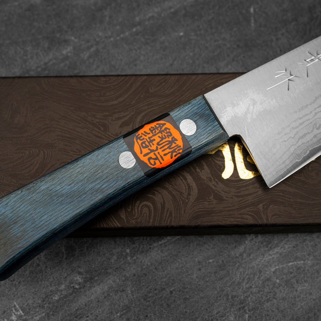 Santoku 16,5 cm Shigeki Tanaka Blue Damascus VG-10