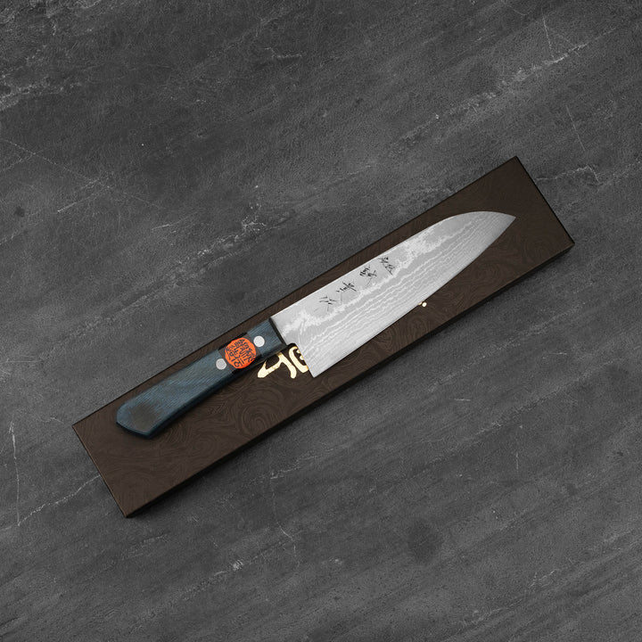 Santoku 16,5 cm Shigeki Tanaka Blue Damascus VG-10