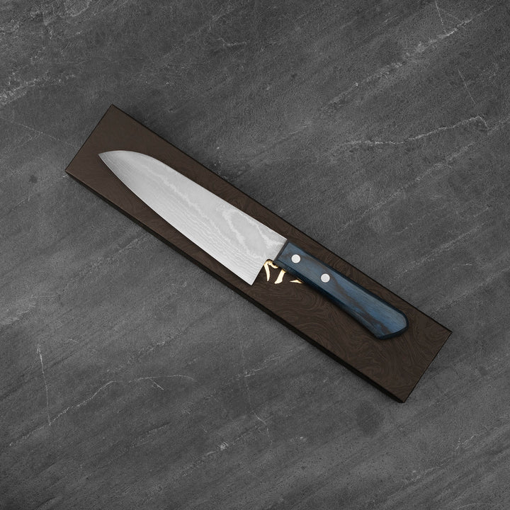 Santoku 16,5 cm Shigeki Tanaka Blue Damascus VG-10