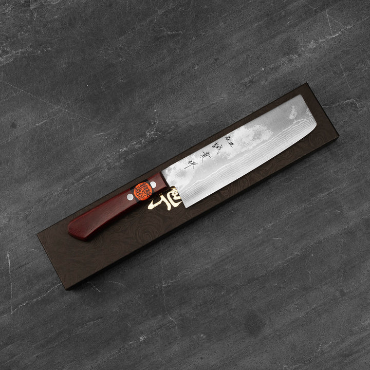 Nakiri 16,5 cm Shigeki Tanaka Red Damascus VG-10