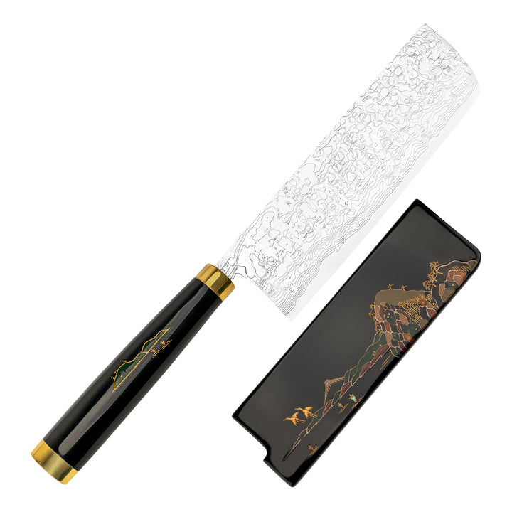 Nakiri 17 cm Takeshi Saji Art Fuji on Lake R-2 + Saya