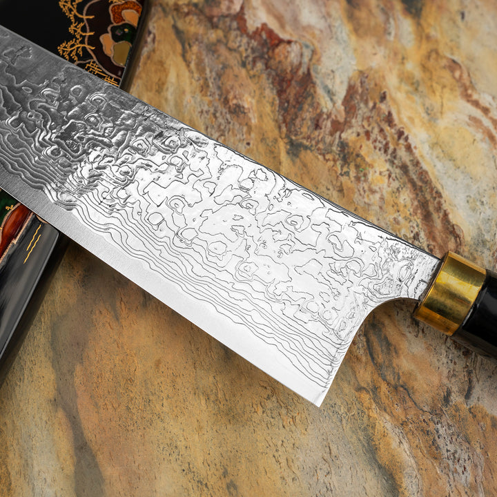 Santoku 18 cm Takeshi Saji Art Fuji on Lake R-2  + Saya