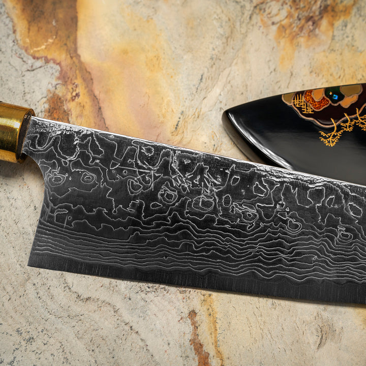 Santoku 18 cm Takeshi Saji Art Fuji on Lake R-2  + Saya
