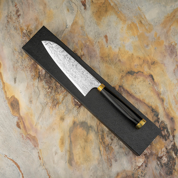 Santoku 18 cm Takeshi Saji Art Fuji on Lake R-2  + Saya