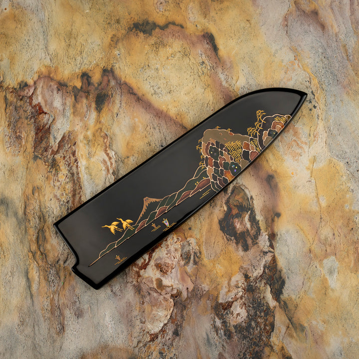 Santoku 18 cm Takeshi Saji Art Fuji on Lake R-2  + Saya