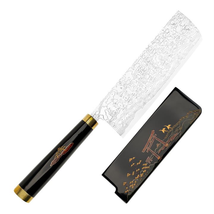 Nakiri 17 cm Takeshi Saji Art Tori Fuji on Lake R-2  + Saya