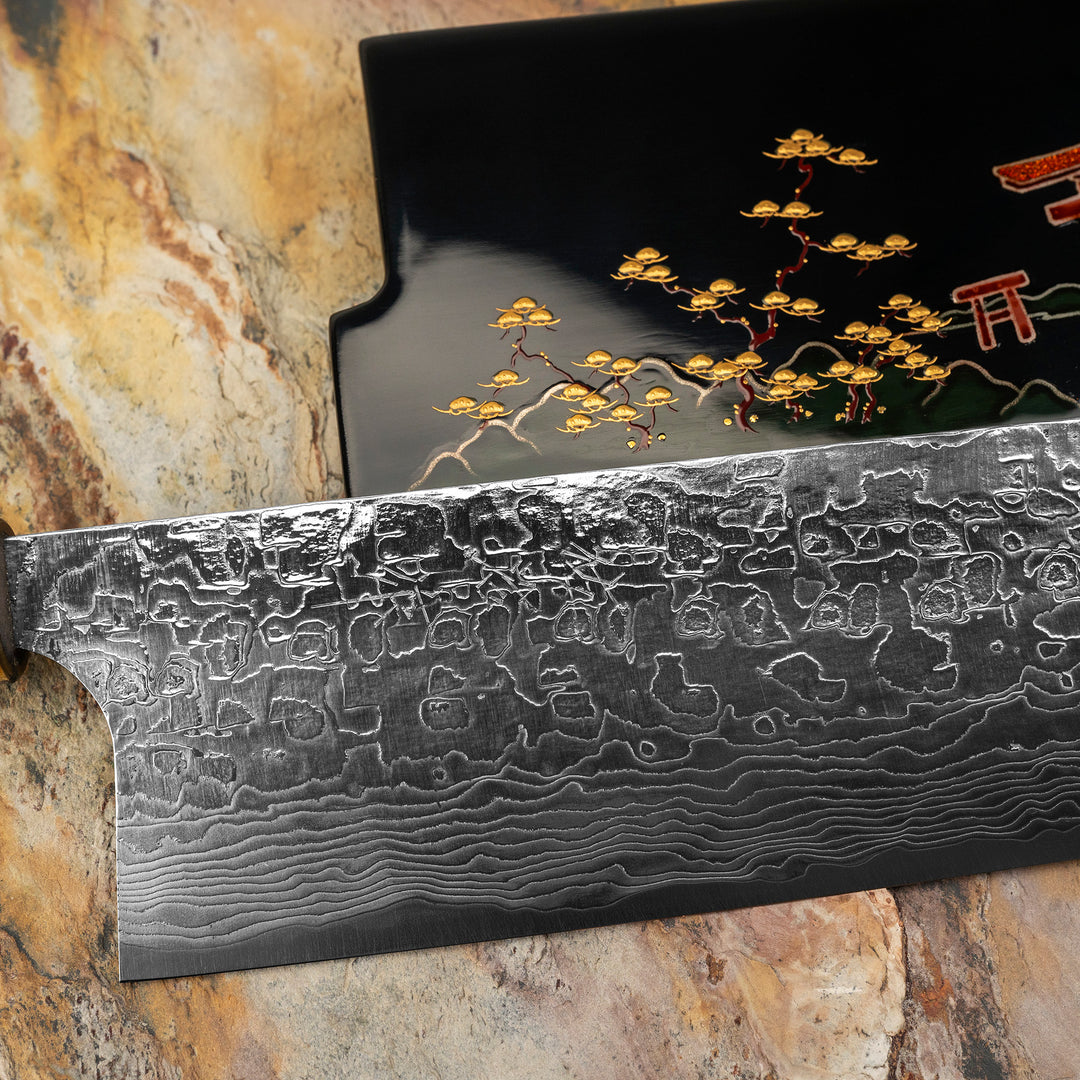 Nakiri 17 cm Takeshi Saji Art Tori Fuji on Lake R-2  + Saya