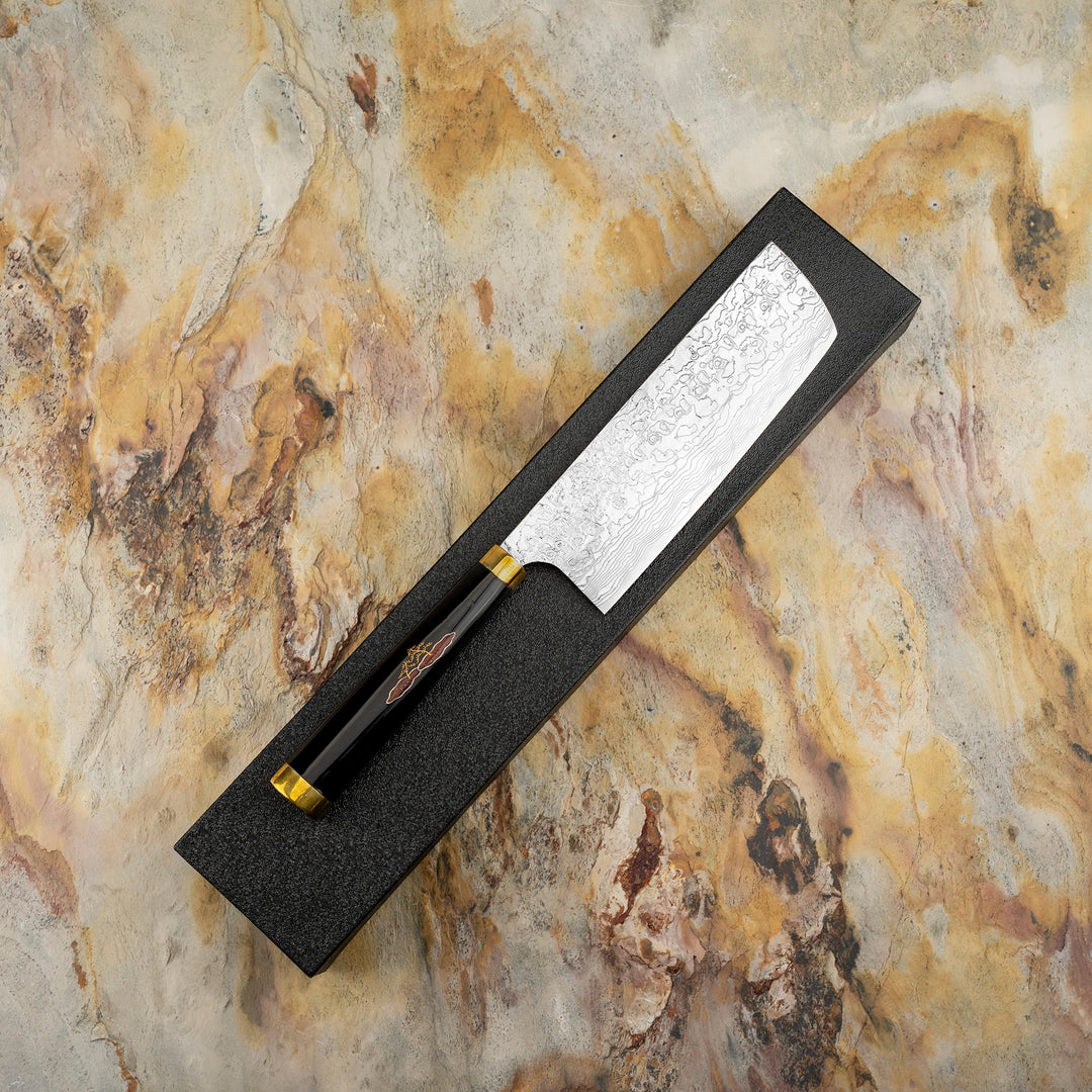 Nakiri 17 cm Takeshi Saji Art Tori Fuji on Lake R-2  + Saya