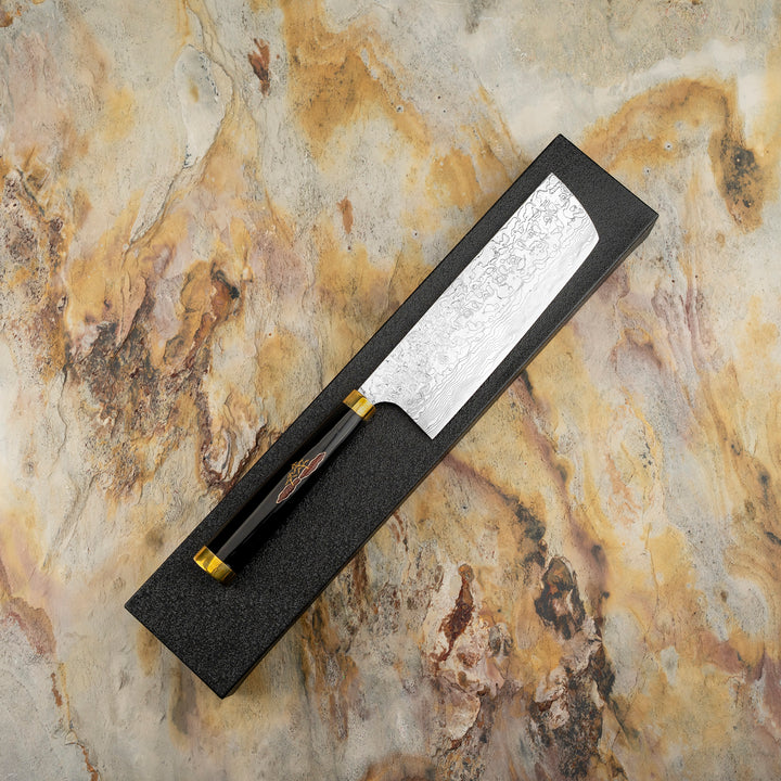 Nakiri 17 cm Takeshi Saji Art Tori Fuji on Lake R-2  + Saya