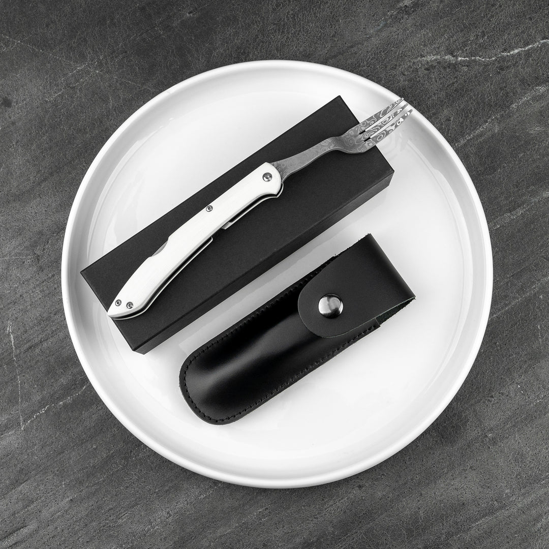 Folding Fork Takeshi Saji Black Damascus Micarta SG2