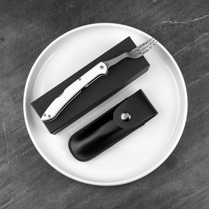 Folding Fork Takeshi Saji Black Damascus Micarta SG2