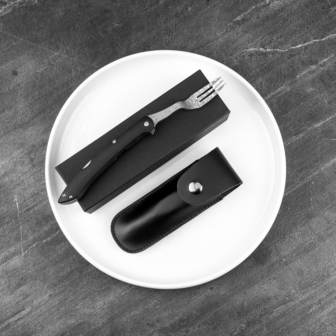 Folding Fork Takeshi Saji Black Damascus Micarta SG2