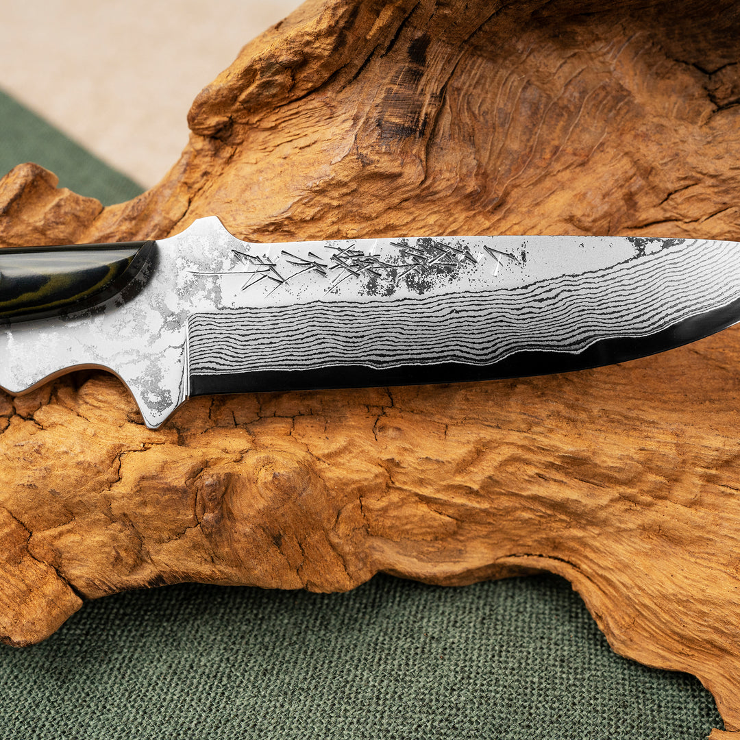 Hunting Knife 11 cm Tojiro Atelier Kugami Damascus VG-10 + Saya