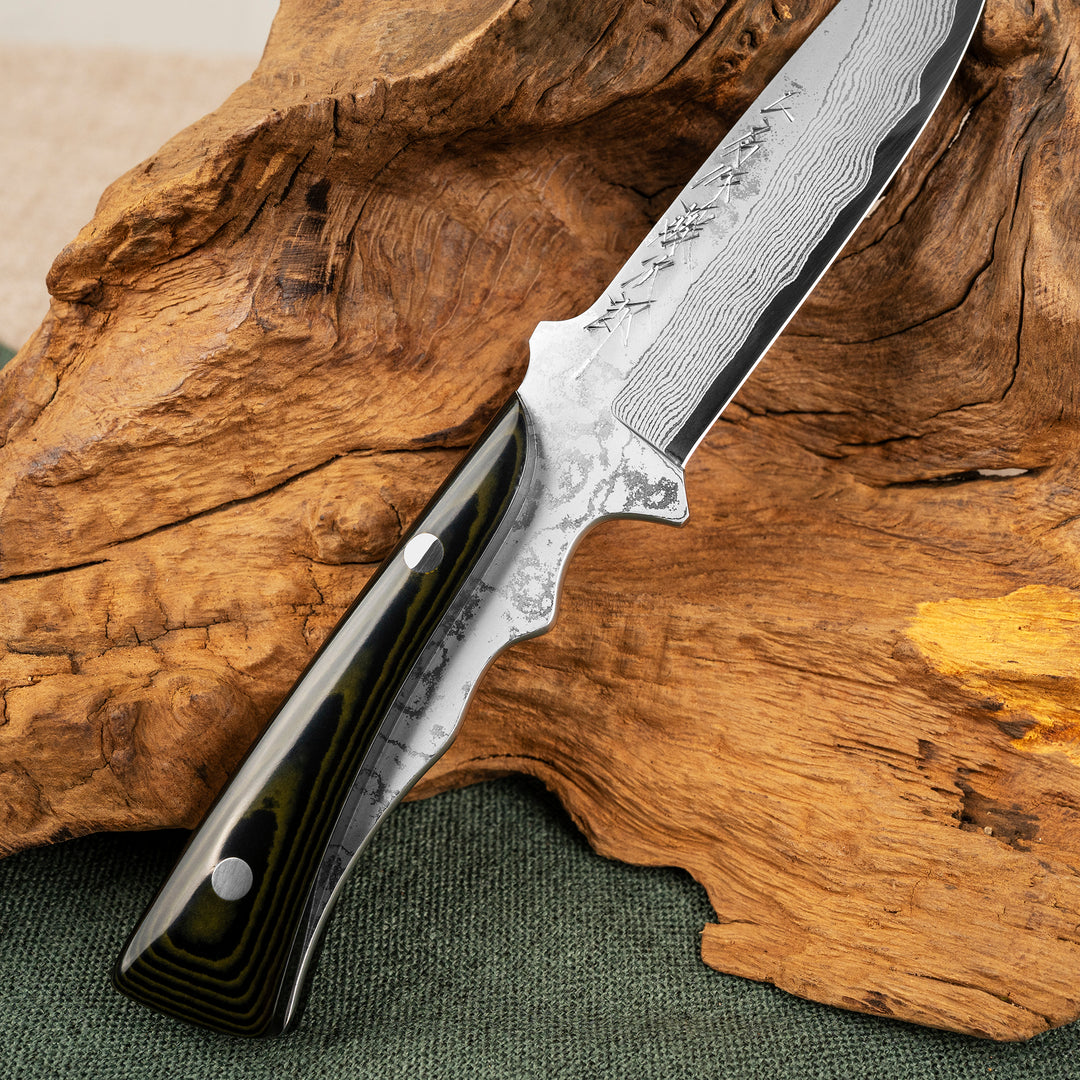 Hunting Knife 11 cm Tojiro Atelier Kugami Damascus VG-10 + Saya