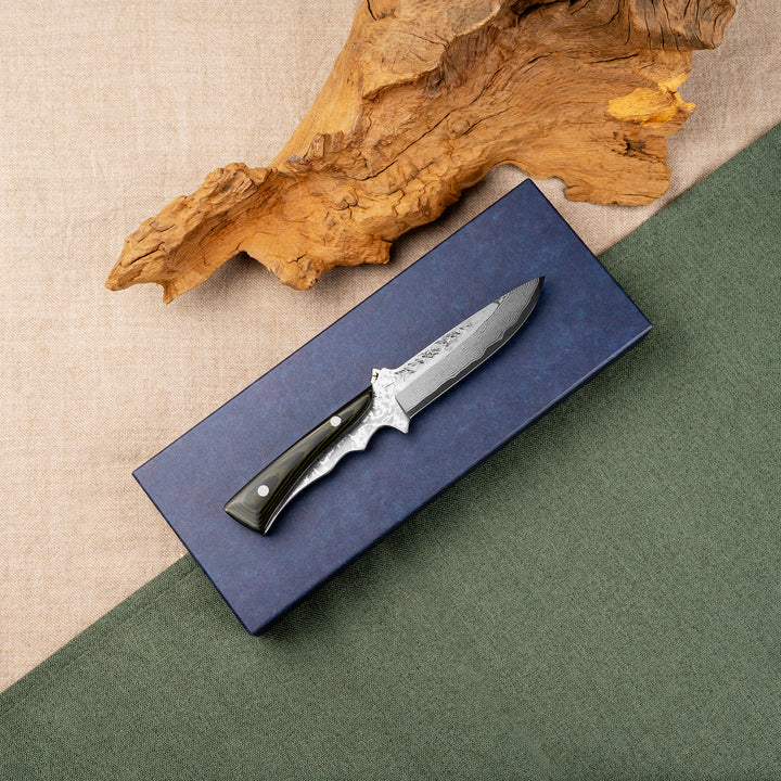 Hunting Knife 11 cm Tojiro Atelier Kugami Damascus VG-10 + Saya