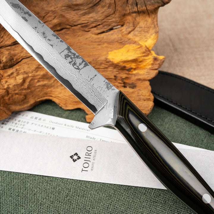 Hunting Knife 14 cm Tojiro Atelier Sado Damascus VG-10 + Saya