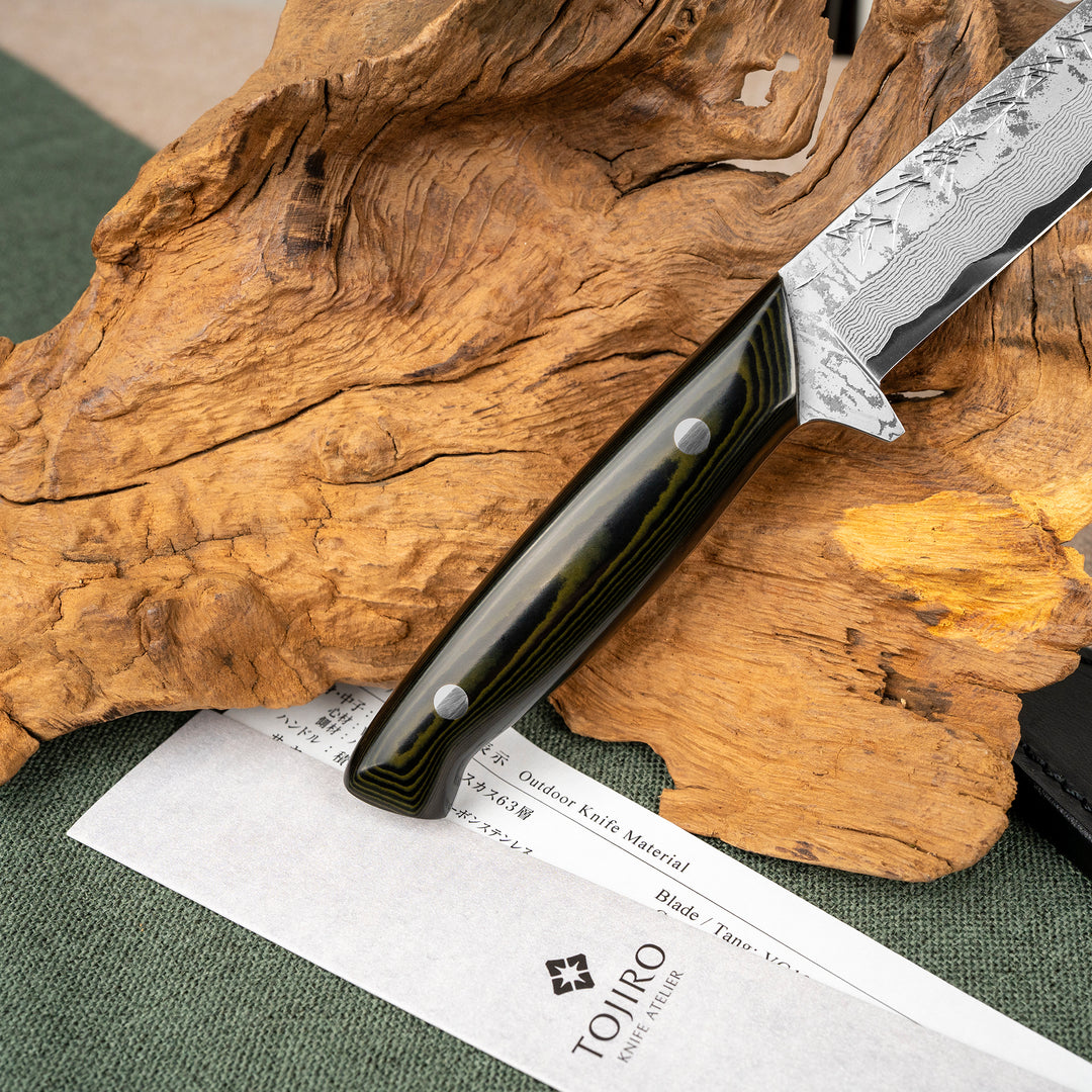 Hunting Knife 14 cm Tojiro Atelier Sado Damascus VG-10 + Saya