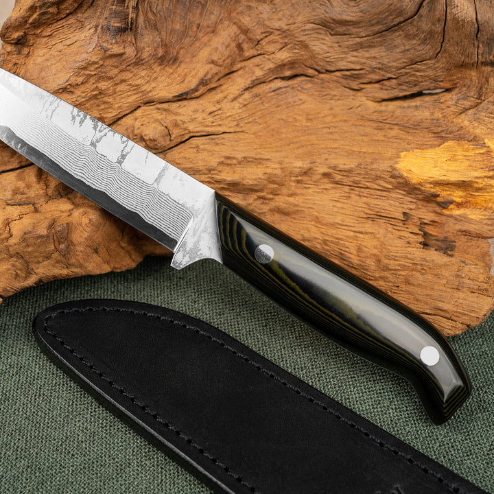 Hunting Knife 12 cm Tojiro Atelier Sasagawa Damascus VG-10 + Saya