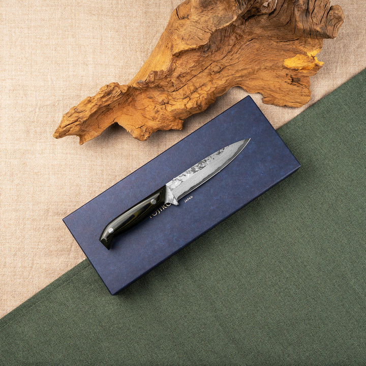 Hunting Knife 12 cm Tojiro Atelier Sasagawa Damascus VG-10 + Saya