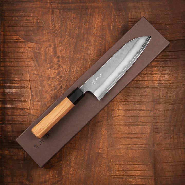 Santoku 17 cm Yoshimi Kato Nashiji Ginsan/SS