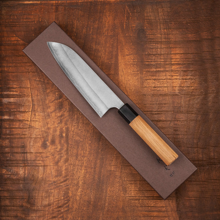 Santoku 17 cm Yoshimi Kato Nashiji Ginsan/SS
