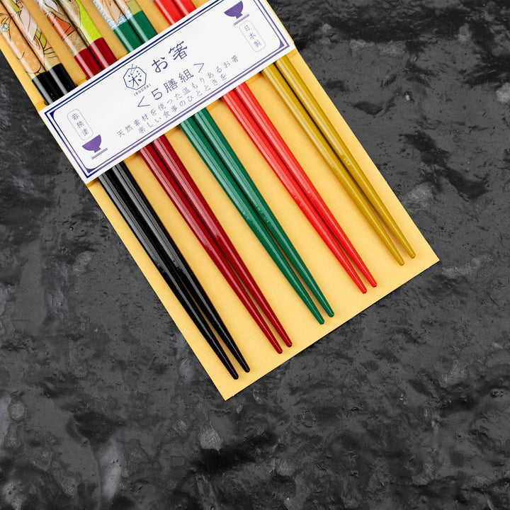 Set of 5 Kawai Japanese Sushi Chopsticks - Ukiyoe 5P