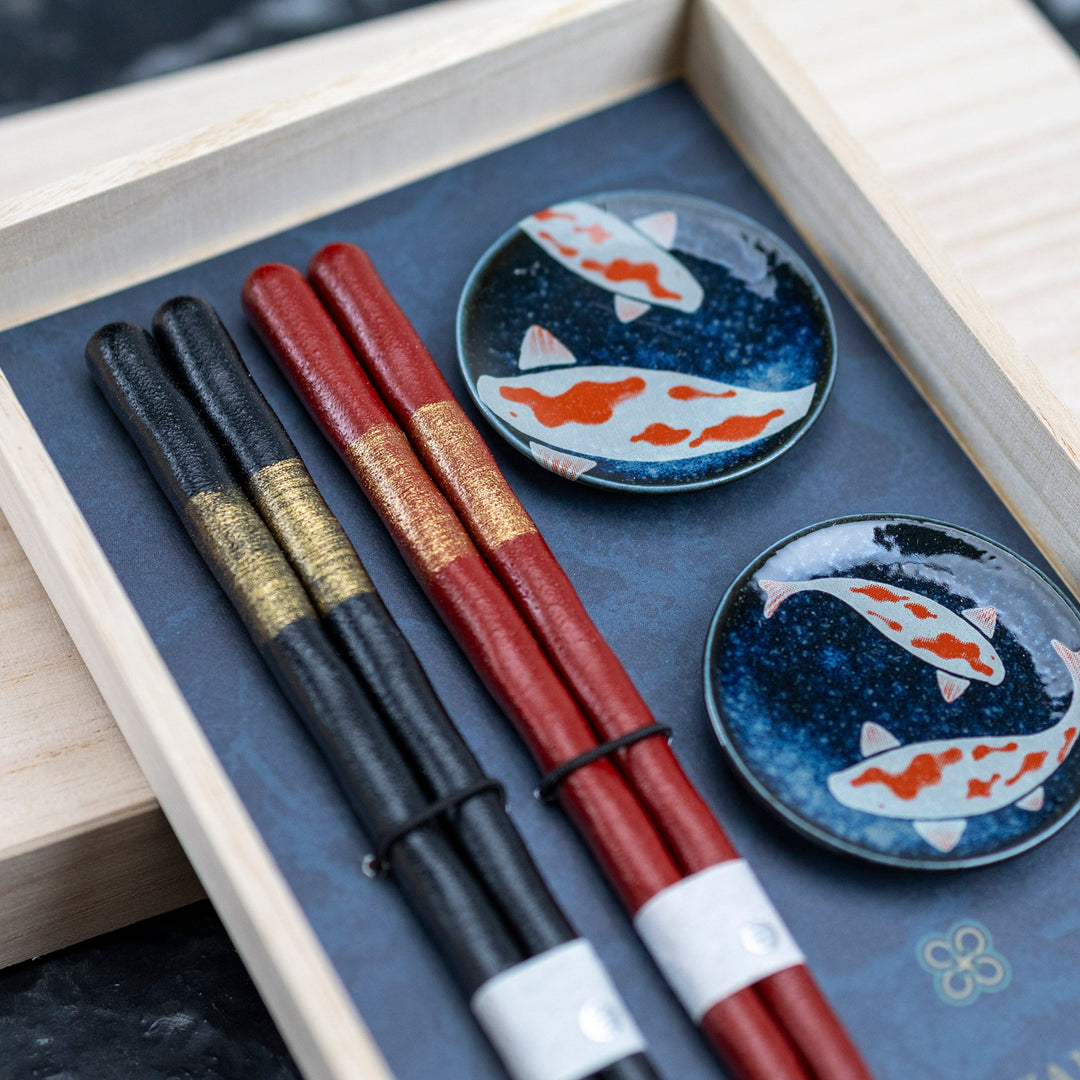 Kawai Japanese Sushi Chopsticks Set - Nishiki Goi