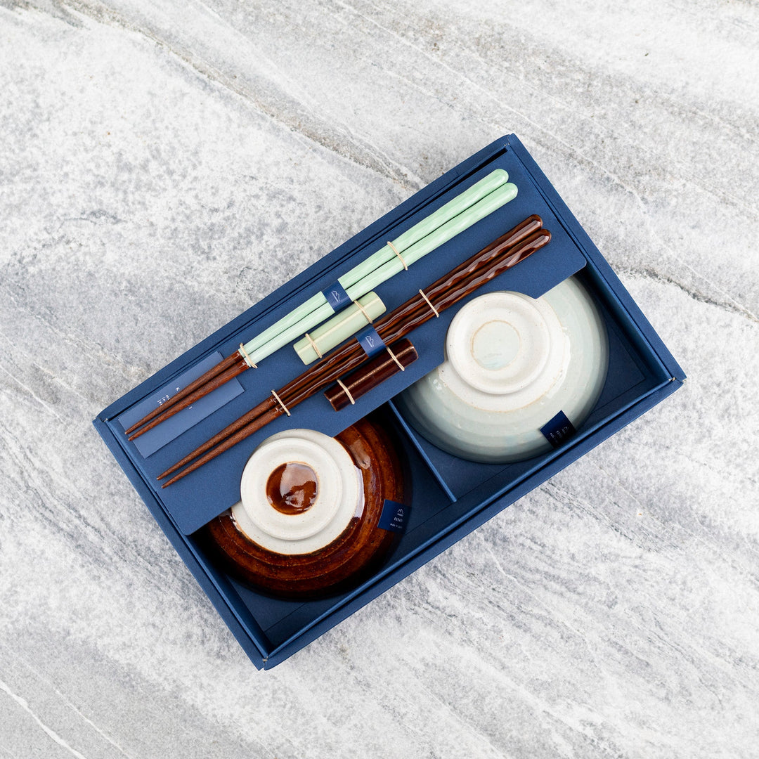 Set of Kawai Japanese Sushi Chopsticks with Bowls - Yusai