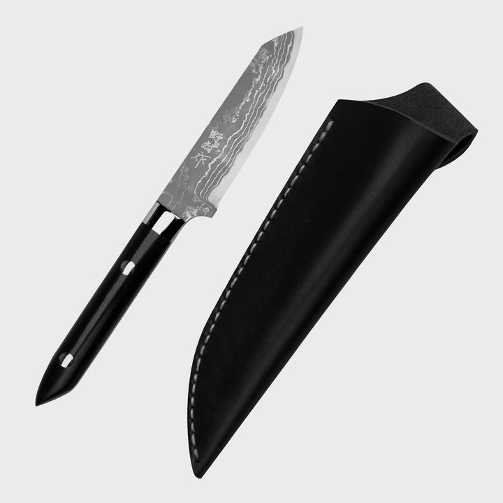 Ryo Nomura Shirogami#2 Damascus Wharncliffe Black Medium 9,5 cm