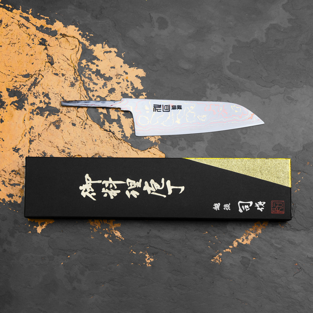 Santoku 16,5 cm Blank Tsukasa Hinoura Color Damascus VS2