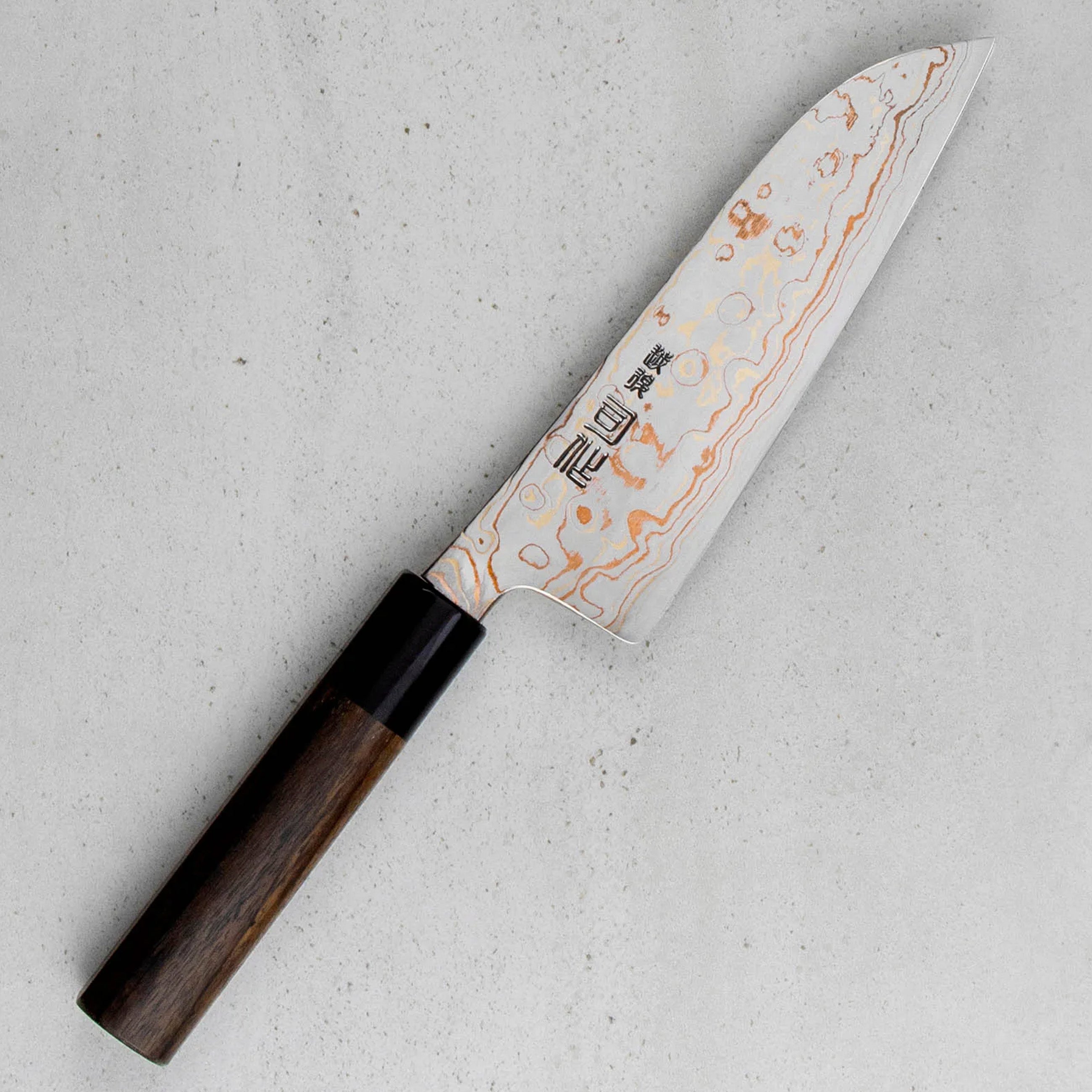 Santoku 16,5 cm Tsukasa Hinoura Color Damascus VS2 – Japan-knives.com