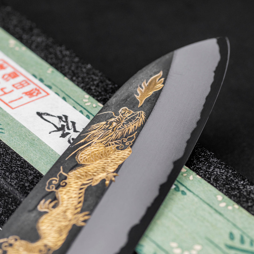 Santoku 17 cm Sakai Takayuki Gold Dragon Shirogami#2/Iron