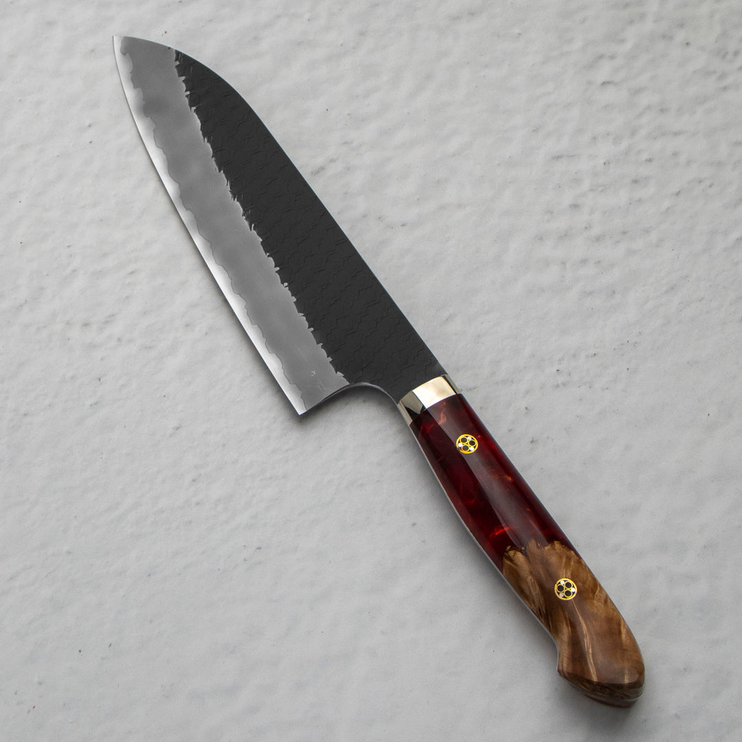 Santoku 18 cm Nigara Hamono SG2 Red Kurouchi Limited