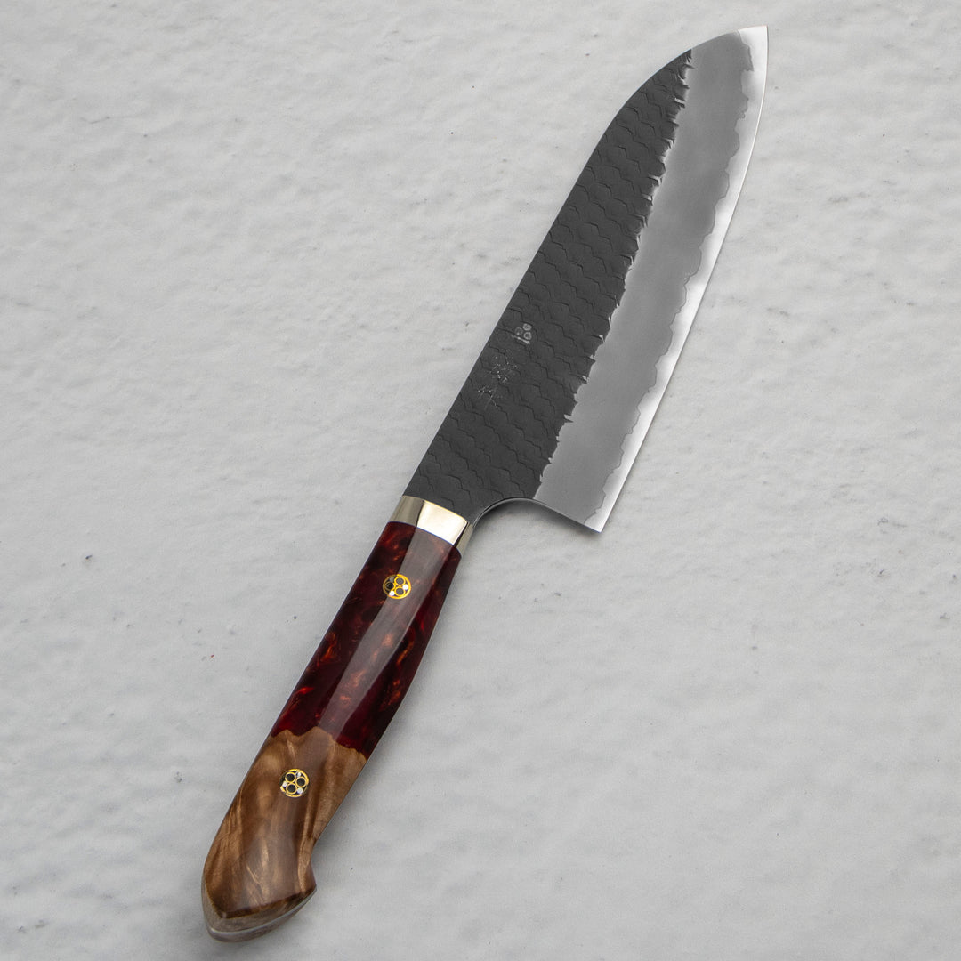 Santoku 18 cm Nigara Hamono SG2 Red Kurouchi Limited