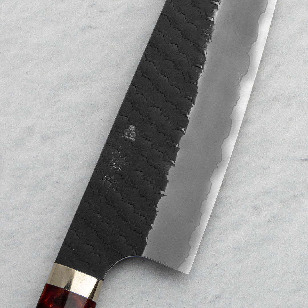 Santoku 18 cm Nigara Hamono SG2 Red Kurouchi Limited