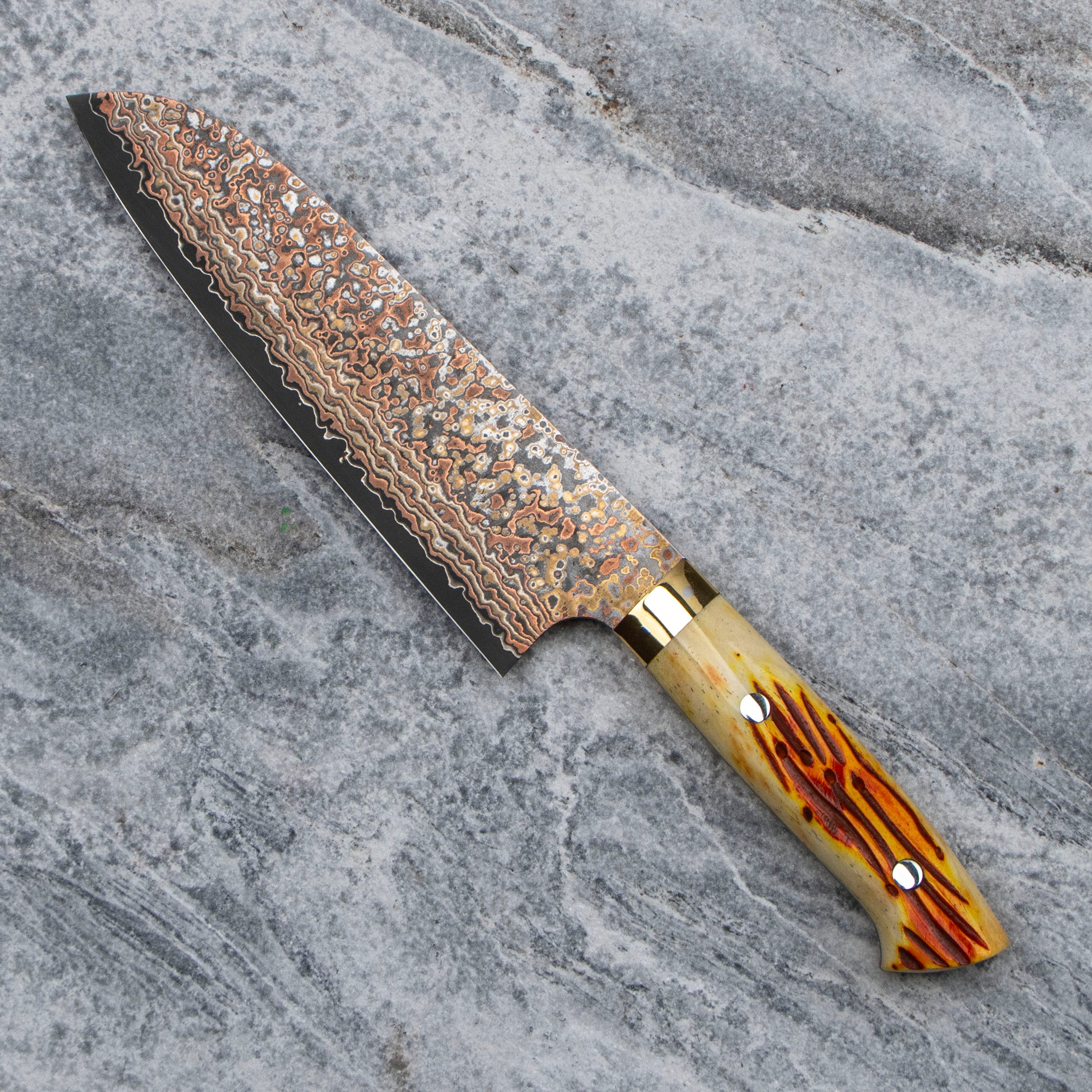注目 18 Santoku cm Nashiji VG-10 Damascus Colored Saji Takeshi K-POP・アジア