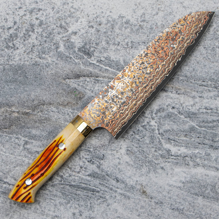 Santoku 18 cm Takeshi Saji Colored Damascus VG-10 Nashiji