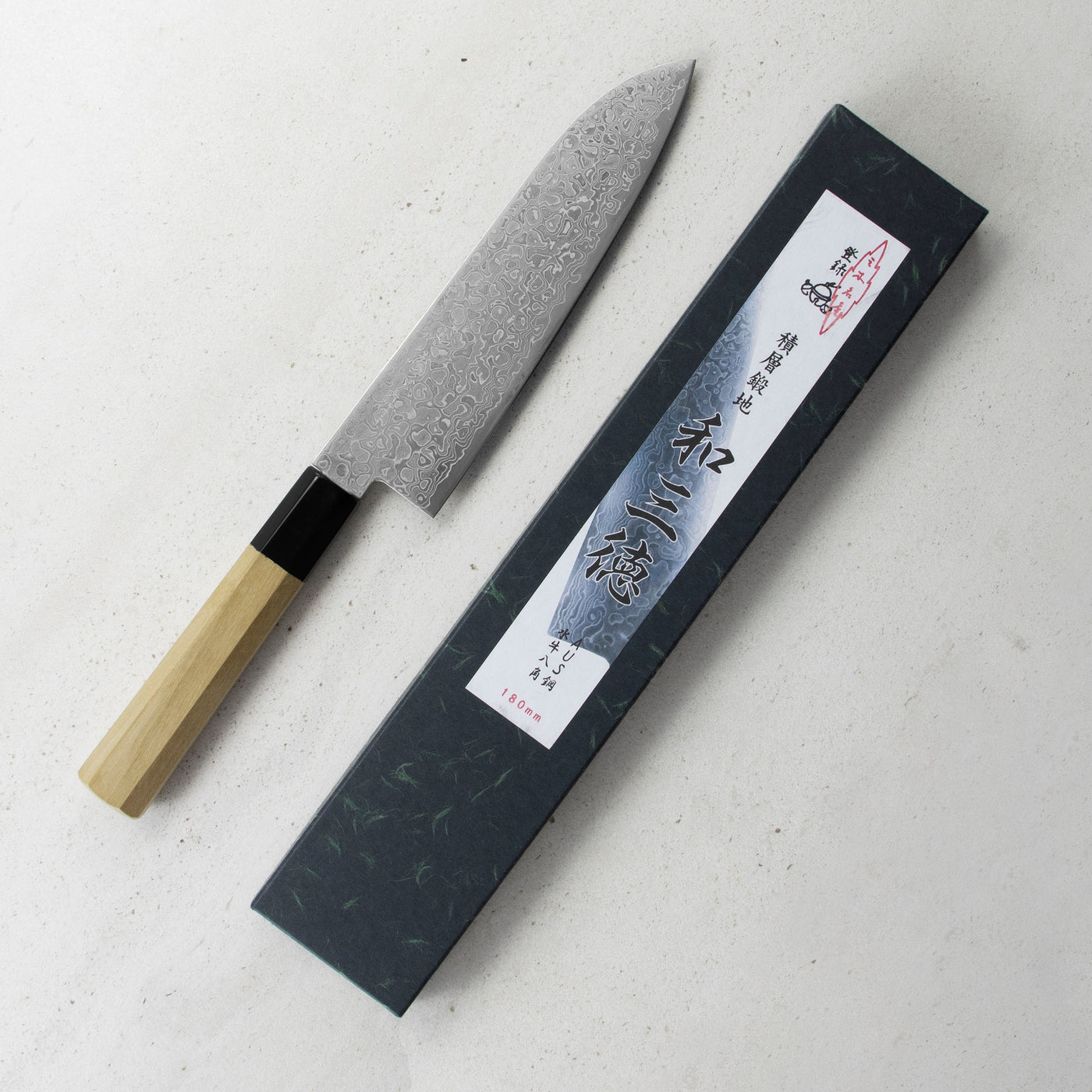 Misuzu Hamono 45 Layer Damascus AUS-10 Core Santoku knife 180 mm