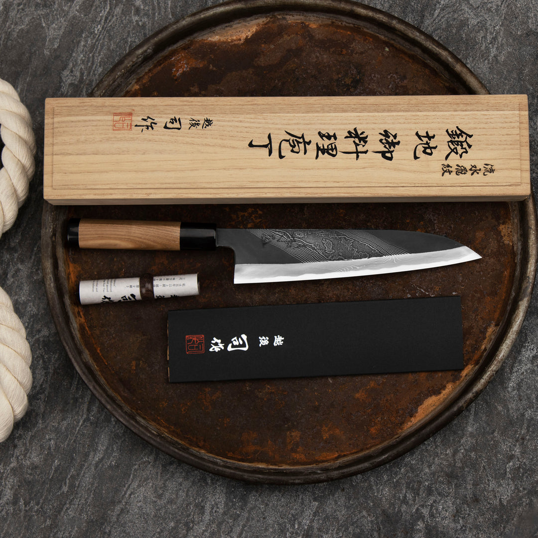 Gyuto 21 cm Tsukasa Hinoura Black River Jump Shirogami#2